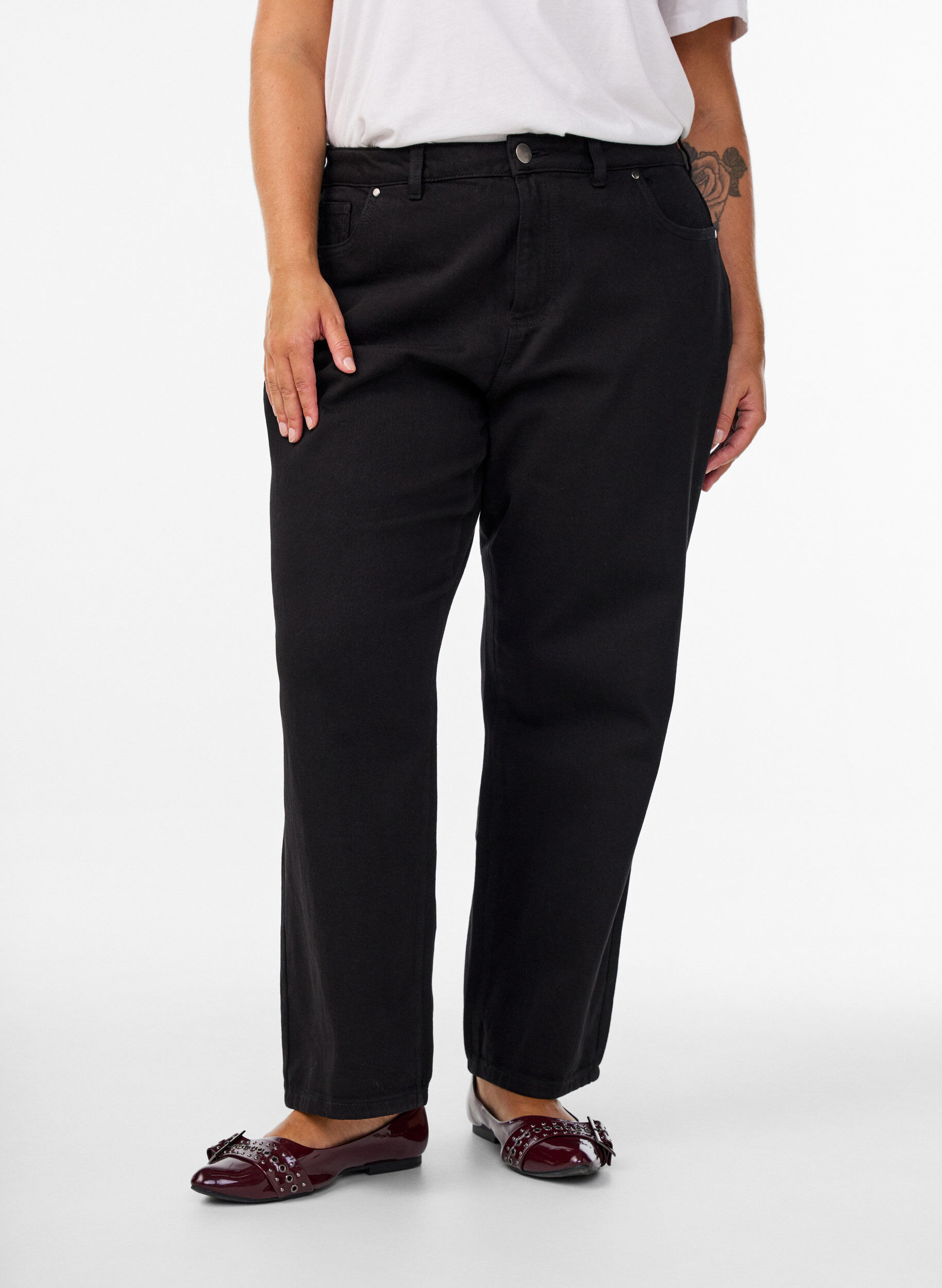 ZizziL&oslash;s jeans med h&oslash;j talje, Sort, Model image number 2