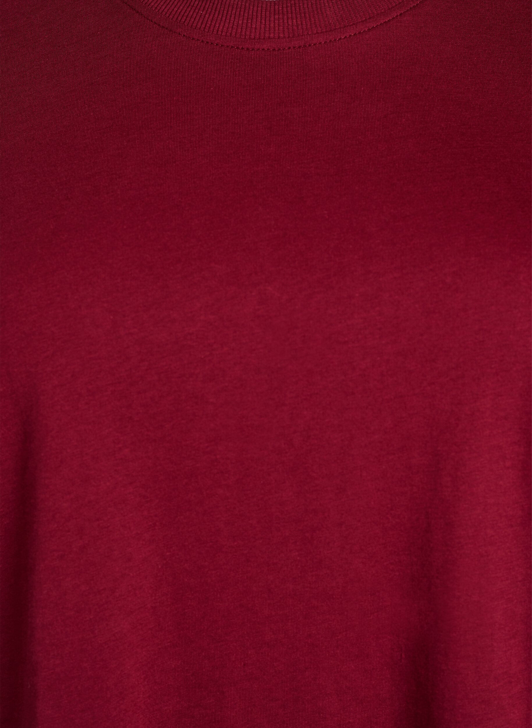 ZizziBasis t-shirt i bomuld med rund hals , M&oslash;rk Bordeaux, Packshot image number 2
