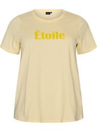 T-shirt i &oslash;kologisk bomuld med velourtekst, Gul