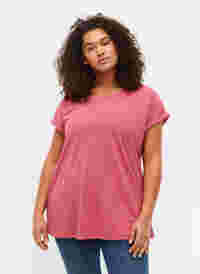 Kortærmet t-shirt i bomuldsblanding, Rasperry Pink, Model