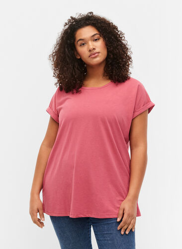 Kortærmet t-shirt i bomuldsblanding, Rasperry Pink, Model image number 0