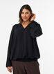 Bluse med ballonform og V-udsk&aelig;ring, Sort, Model image number 0