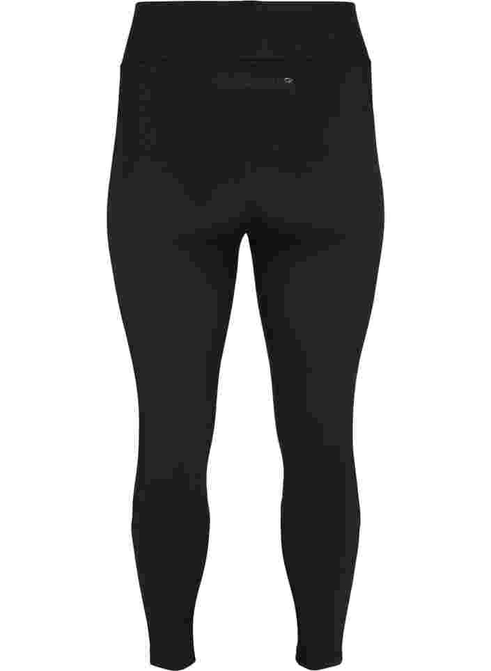 Cropped træningstights med baglomme, Black, Packshot image number 1