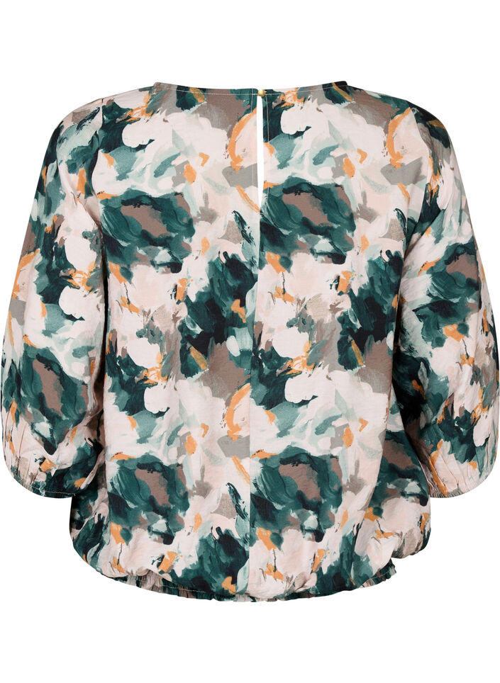 Smockbluse i viskose med print, Duck Gr. Forest AOP, Packshot image number 1
