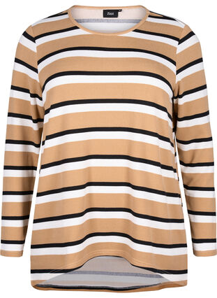 Stribet bluse med lange ærmer, Stripe, Packshot image number 0