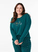 Natbluse i bomuld med frontmotiv, Turkis, Model image number 0