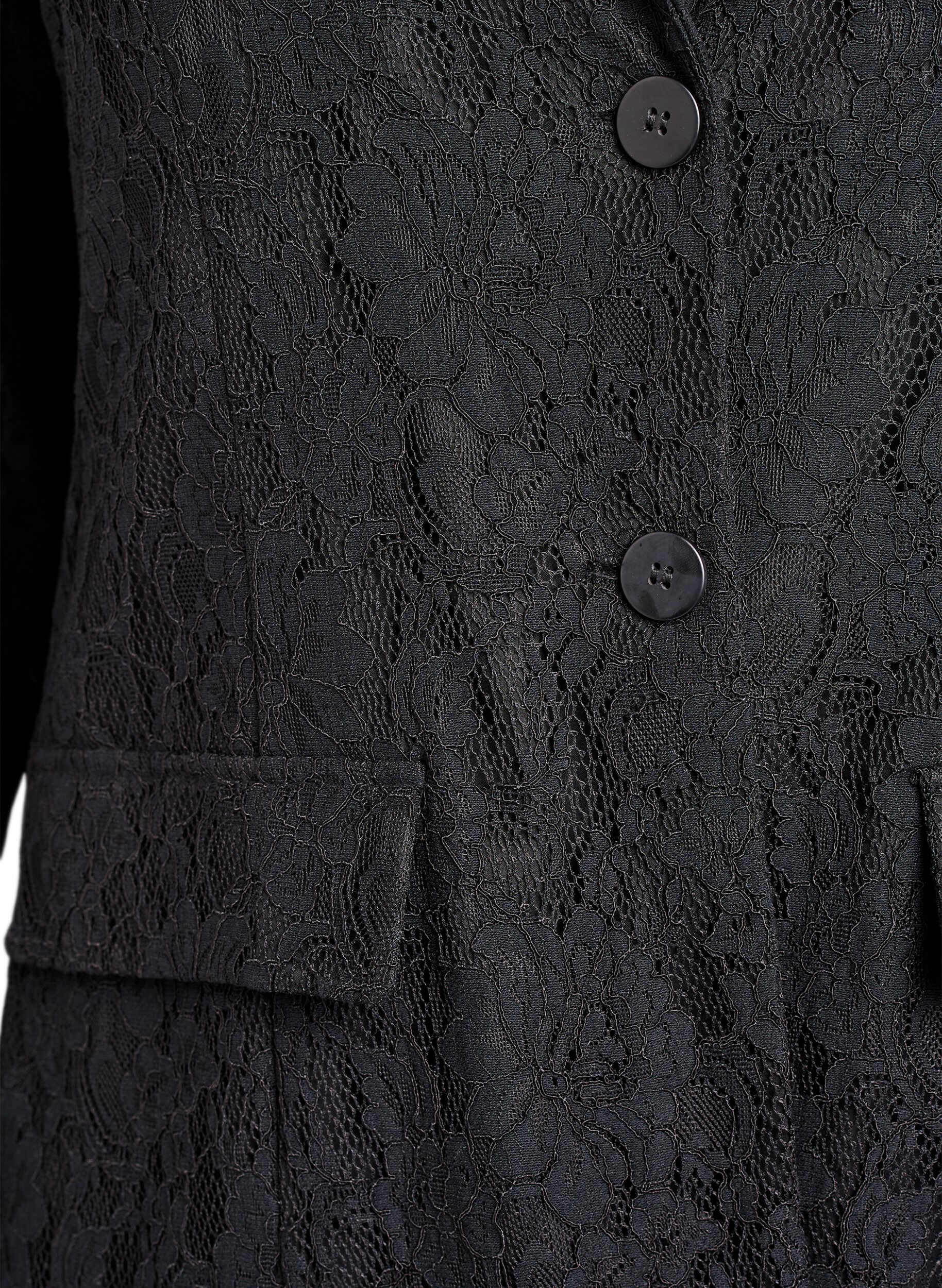Zizzi Blazer i blonde med knaplukning, Sort, Packshot image number 2