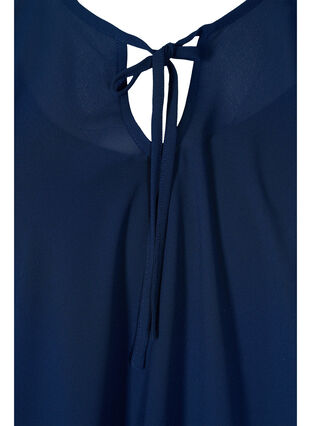 Printet bluse med bindesnøre og korte ærmer, Navy Blazer, Packshot image number 2
