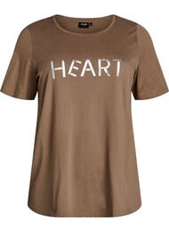 T-shirt med motiv, Brun
