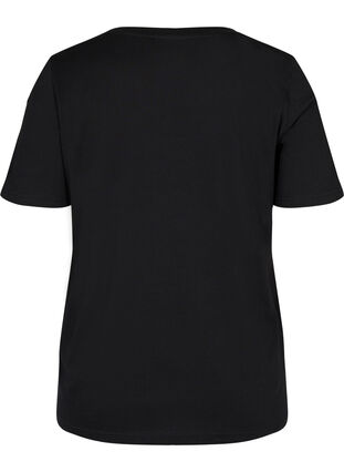 T-shirt i økologisk bomuld med v-udskæring, Black, Packshot image number 1