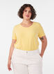 Ensfarvet basis t-shirt i bomuld, Gul, Model image number 0