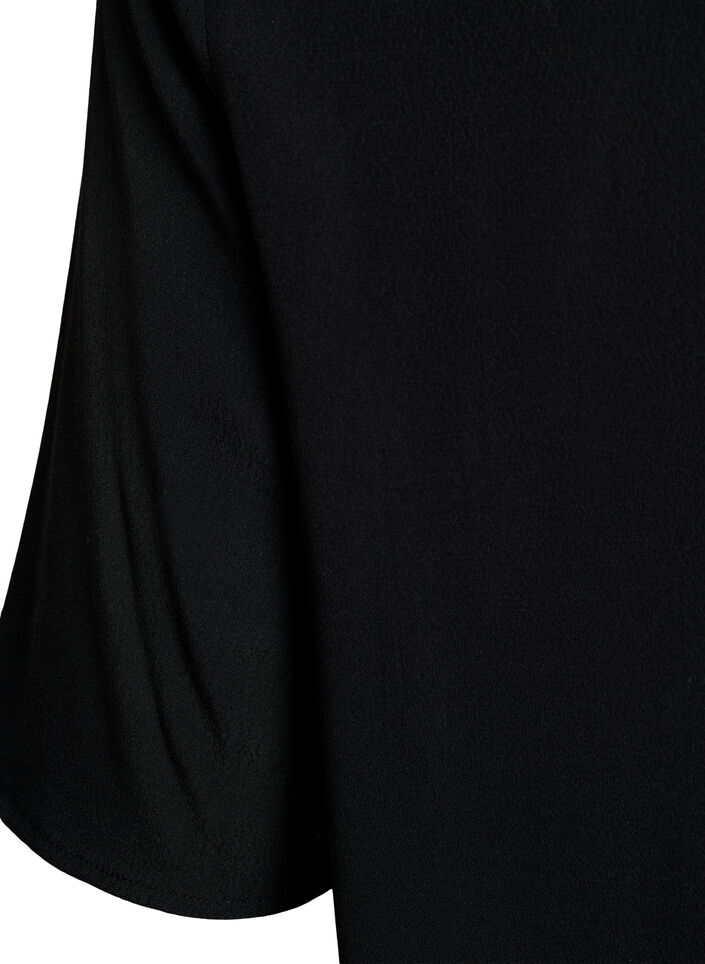 Kort&aelig;rmet bluse i viskose, Sort, Packshot image number 3