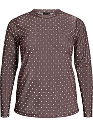 Mesh bluse med prikker, Brun