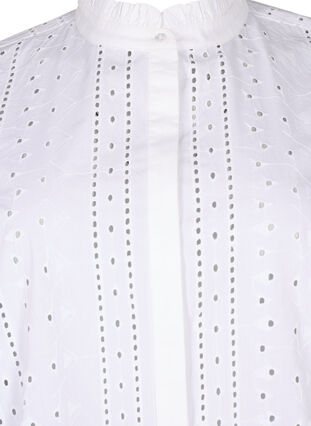 Skjortebluse i bomuld med hulmønster, Bright White, Packshot image number 2