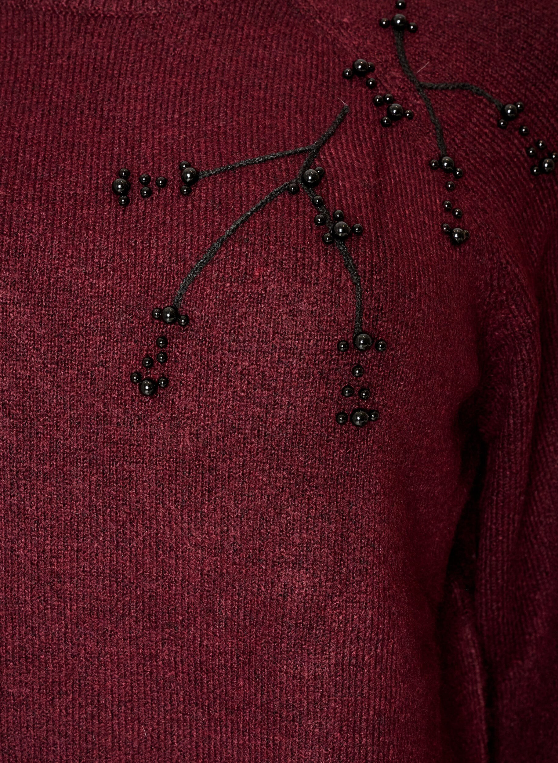 ZizziStrikbluse med perlebroderi, R&oslash;d, Packshot image number 2