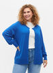 Strikcardigan i viskose med knapper, Princess Blue, Model image number 0