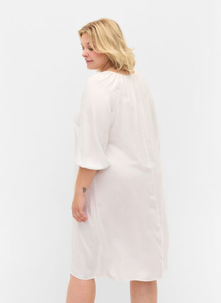 Viskose kjole med v-udskæring, Bright White, Model image number 1
