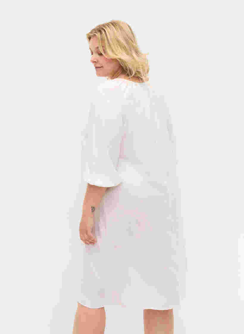 Viskose kjole med v-udskæring, Bright White, Model image number 1
