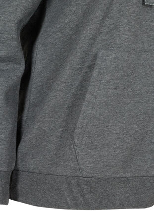 Sweat cardigan med lynlås og hætte, Dark Grey Melange, Packshot image number 3
