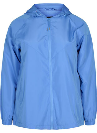 Kort jakke med hætte og justerbar bund, Ultramarine, Packshot image number 0