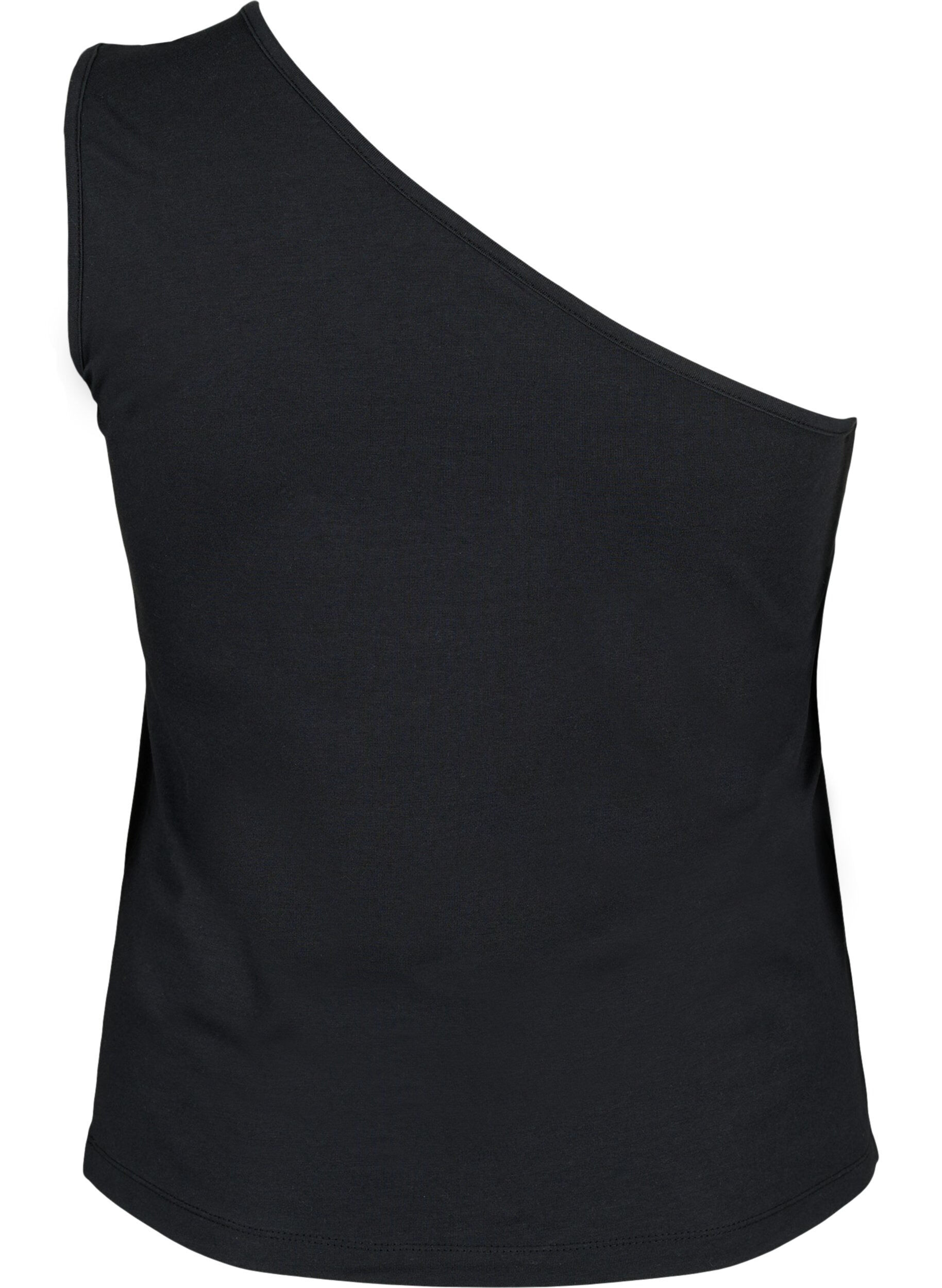Zizzi One-shoulder top med rose, Black, Packshot image number 1