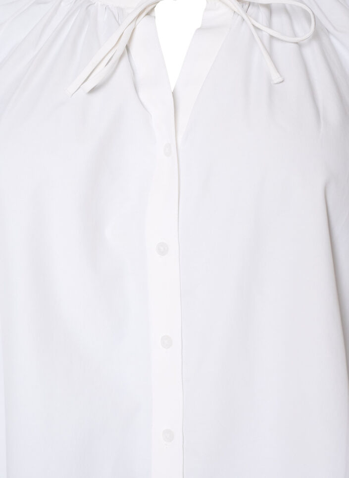 Skjortebluse med knaplukning og bindeb&aring;nd, Hvid, Packshot image number 2