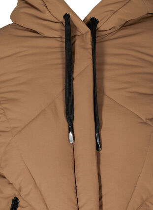 Kort vinterjakke med hætte og lommer, Rubber, Packshot image number 2