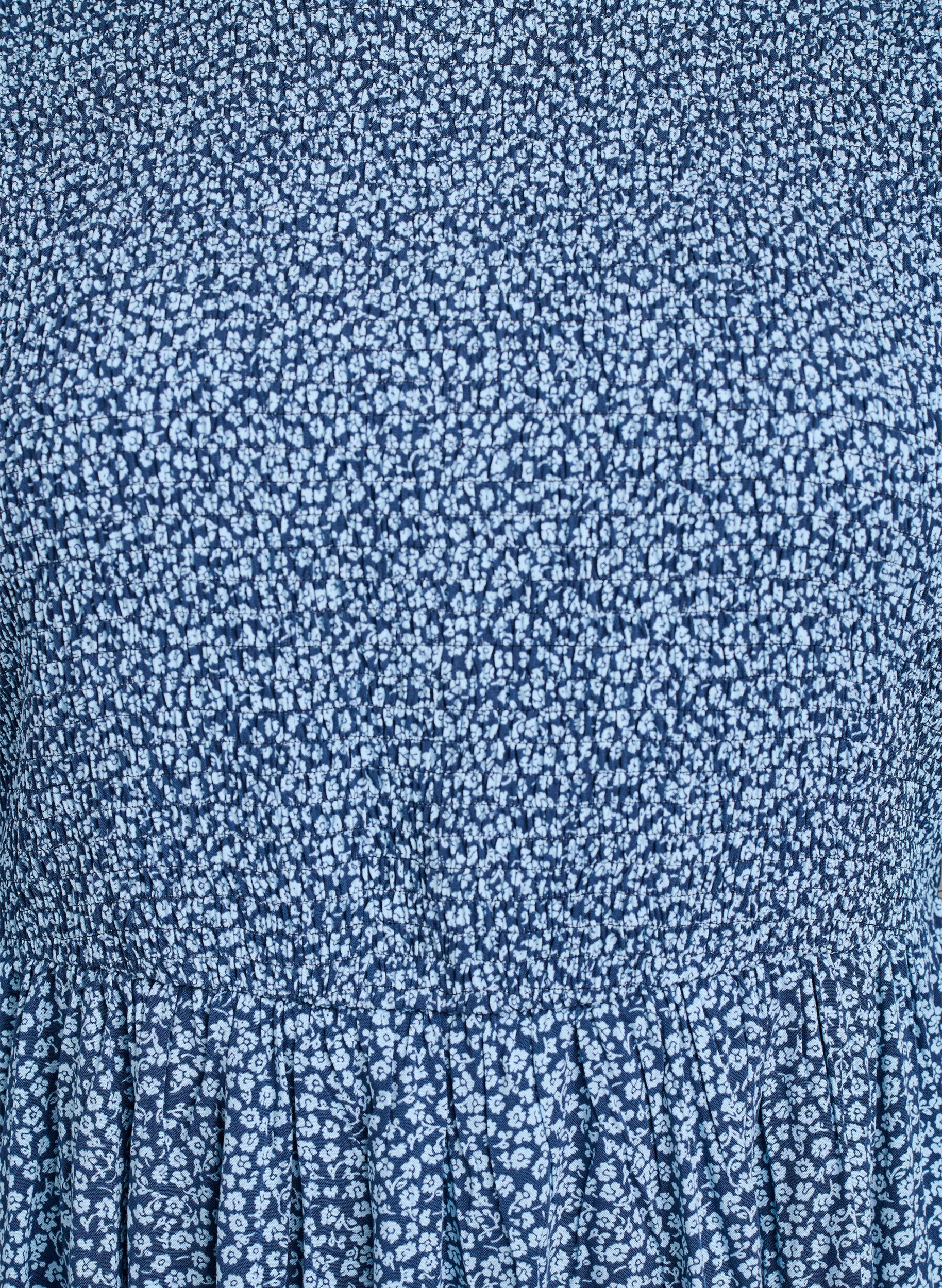 Zizzi Kjole med smock-overdel og sm&aring;blomstret m&oslash;nster, Bl&aring;, Packshot image number 2