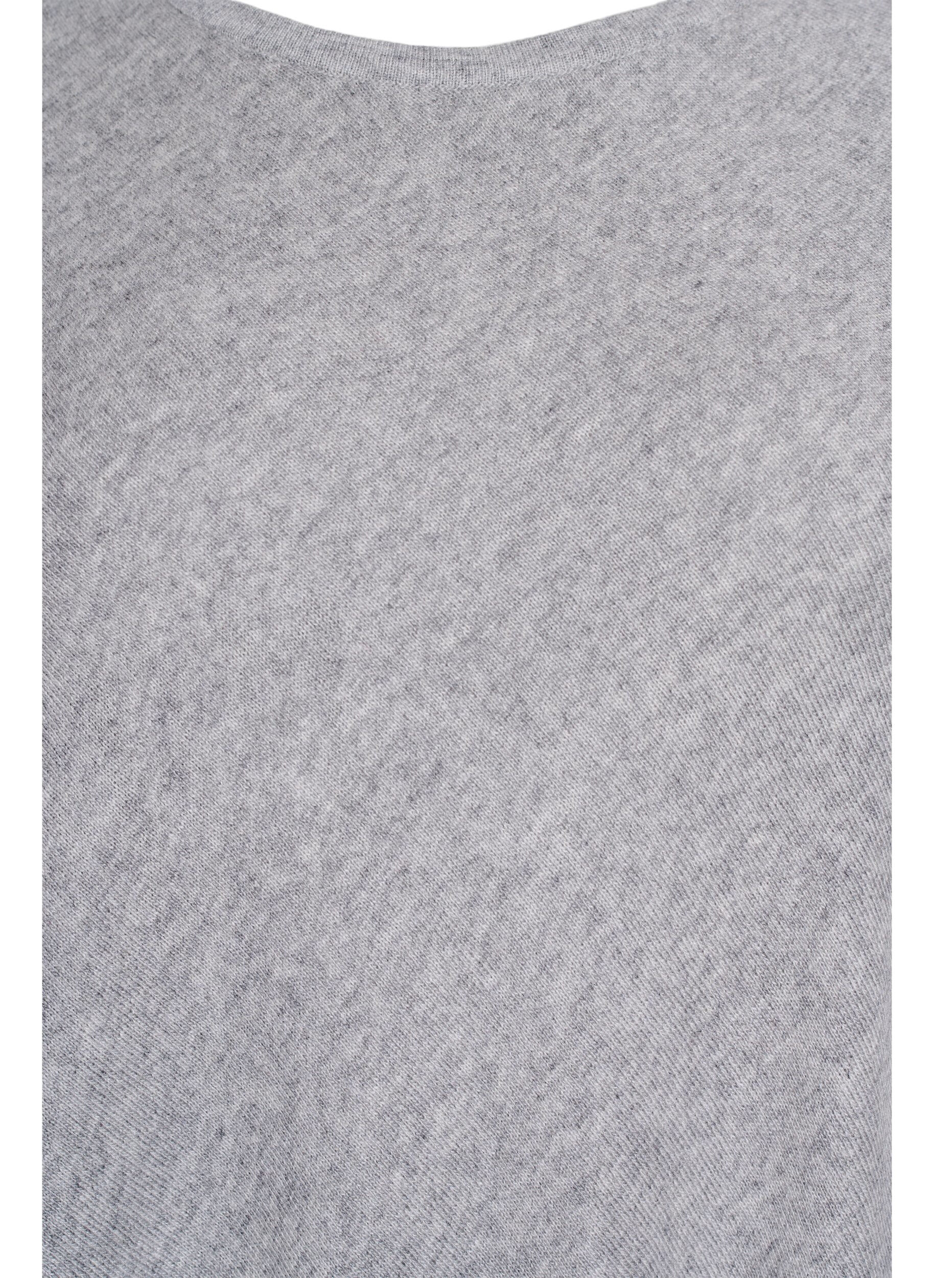 ZizziFinstrikket poncho, Gr&aring;, Packshot image number 2