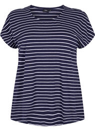 Bomulds t-shirt med striber, Night Sky W. Stripe
