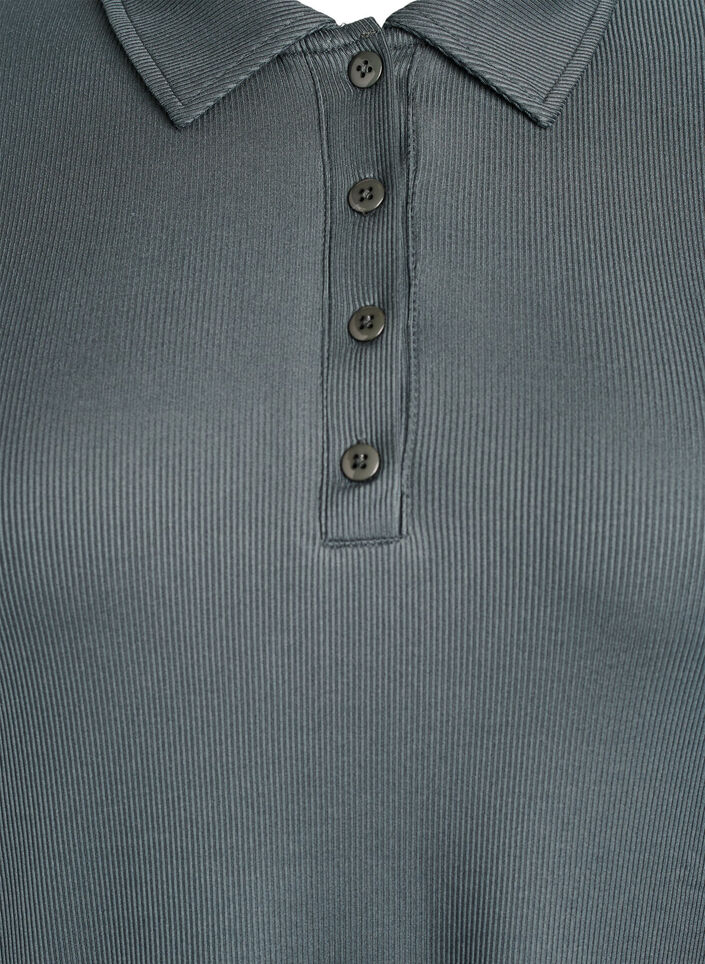 Poloshirt i blød rib med lange ærmer, Grøn, Packshot image number 2