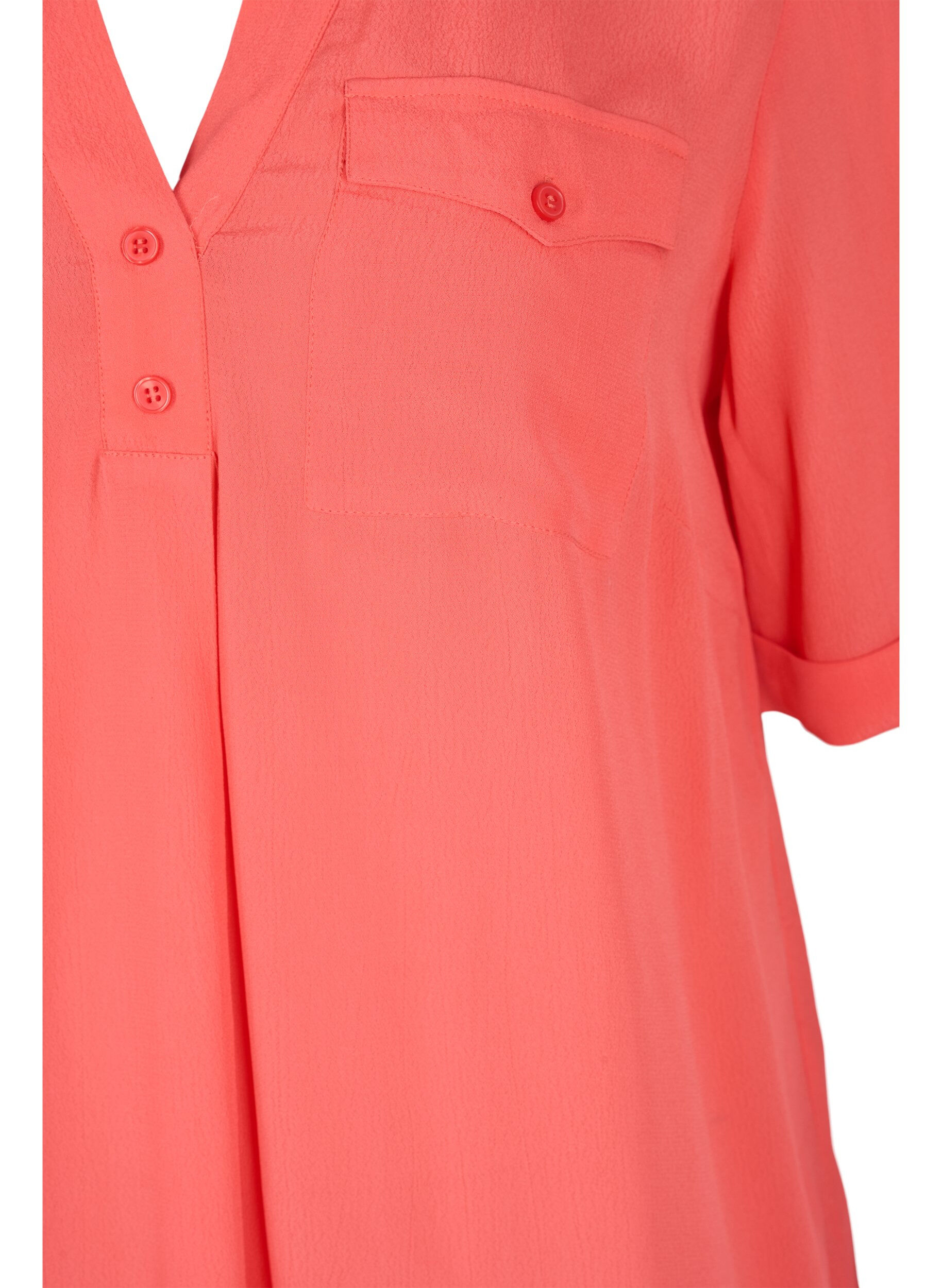 ZizziViskose tunika med korte &aelig;rme, Hot Coral, Packshot image number 2