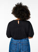 Bluse med struktur og korte &aelig;rmer, Sort, Model image number 2