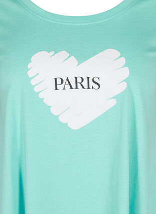 Kortærmet bomulds t-shirt med a-form , Aqua Sky PARIS, Packshot image number 2