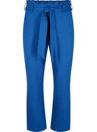 Højtaljede bukser med flæser og bindebånd, Blue Quartz