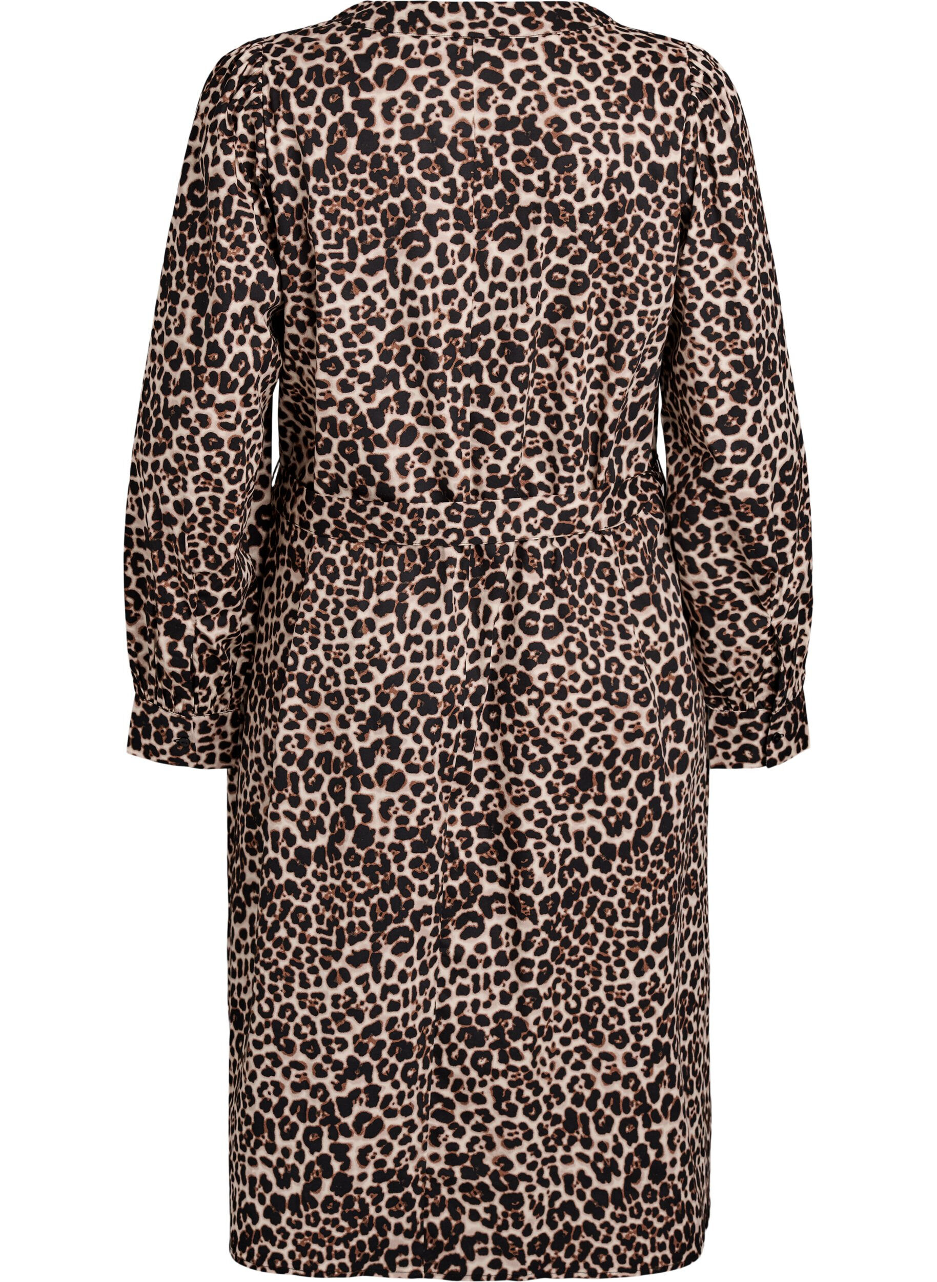 Zizzi Kjole i &oslash;kologisk bomuld med bindeb&aelig;lte, Brun, Packshot image number 1