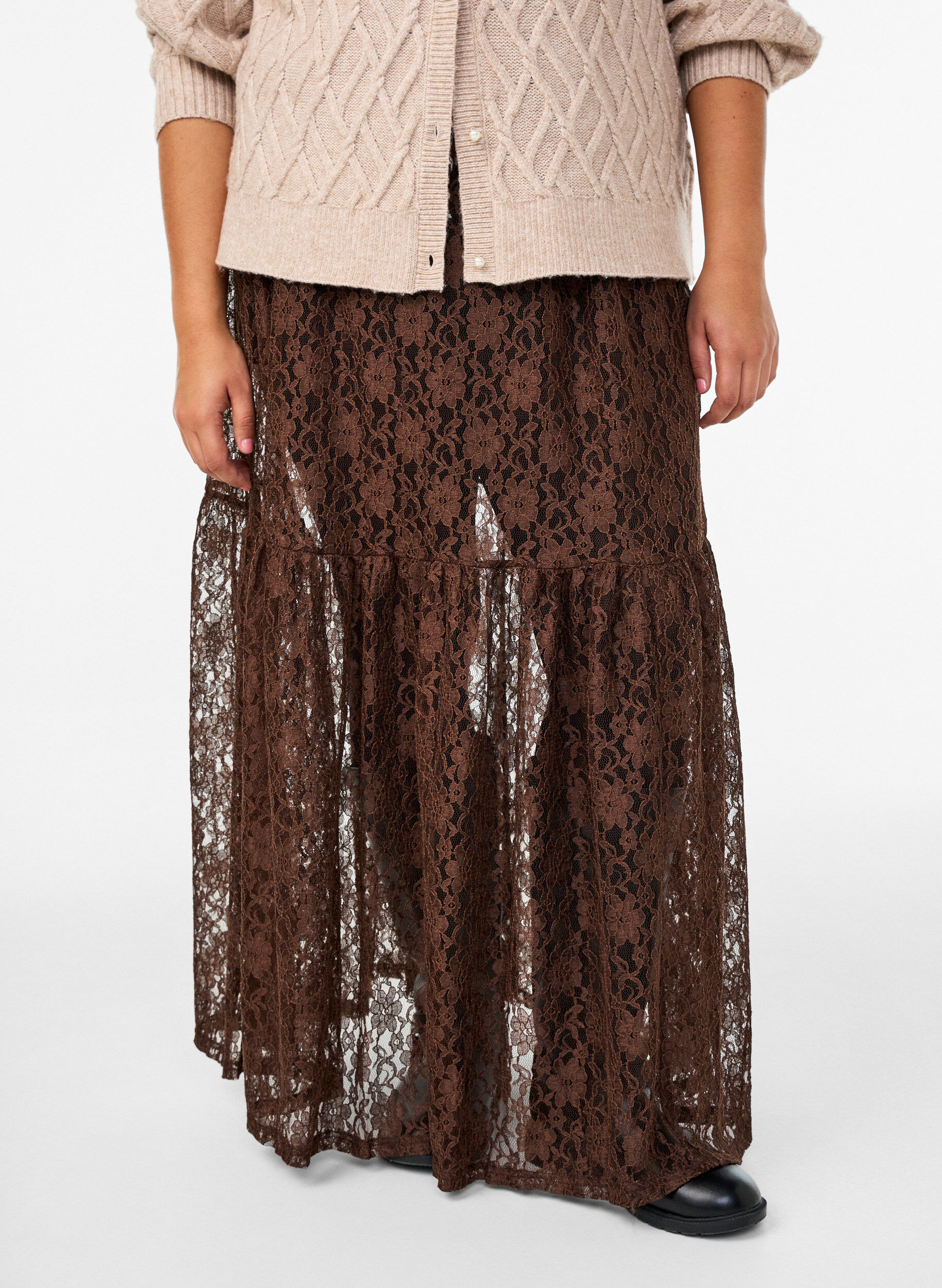 Zizzi Maxi blonde nederdel, Brun, Model image number 2