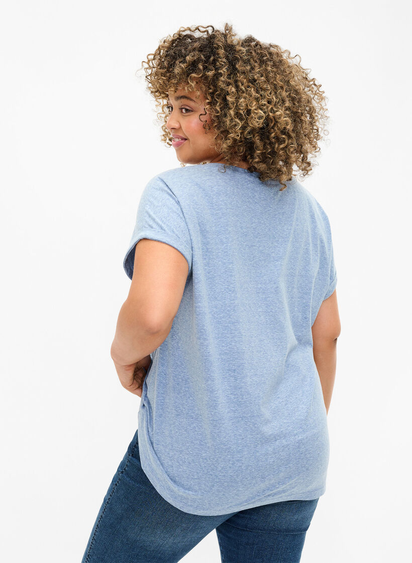 Meleret t-shirt med korte &aelig;rmer, Bl&aring;, Model image number 2