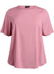 Kort&aelig;rmet v&aelig;vet bluse med rund hals, Lyser&oslash;d, Packshot image number 0