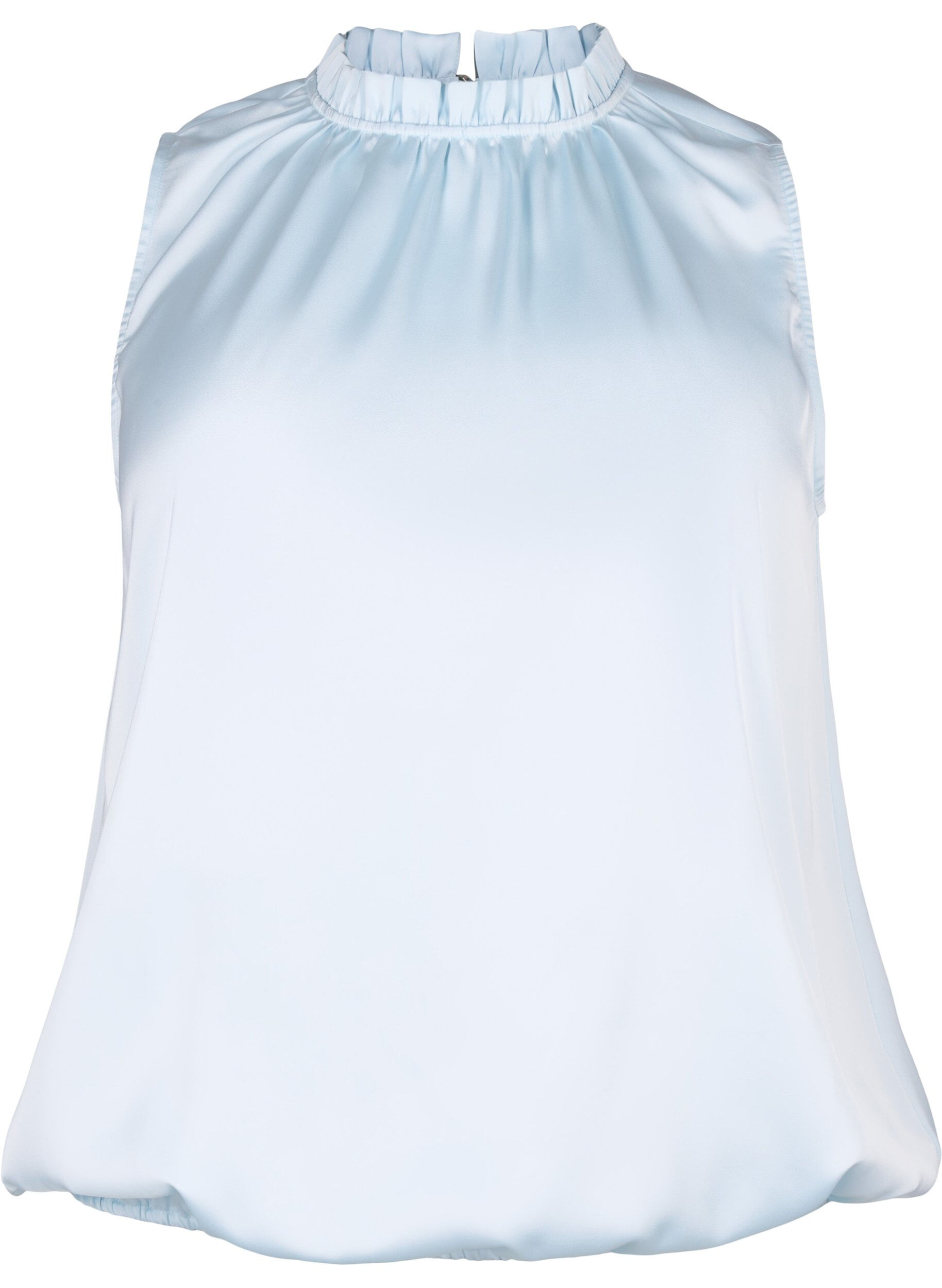 Zizzi &AElig;rmel&oslash;s festtop i satin, Delicate Blue, Packshot image number 0