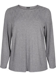 Langærmet bluse med mønster, Grå
