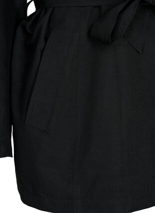 Trenchcoat med bælte og lommer, Black, Packshot image number 3