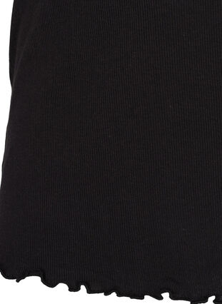 Kortærmet t-shirt i rib med blondekant, Black, Packshot image number 3