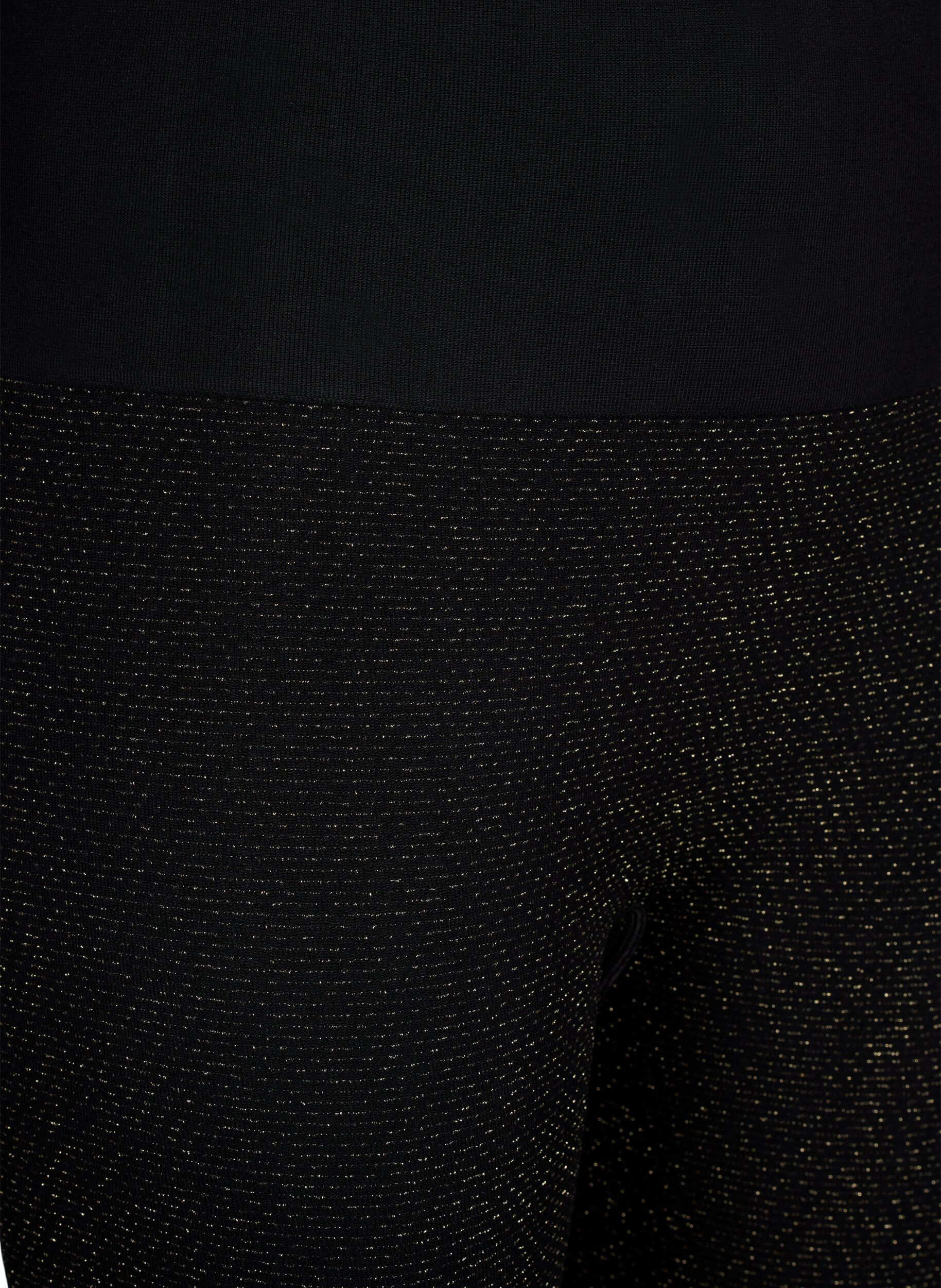 Zizzi Seamless glitter leggings, Black Gold Lurex, Packshot image number 2