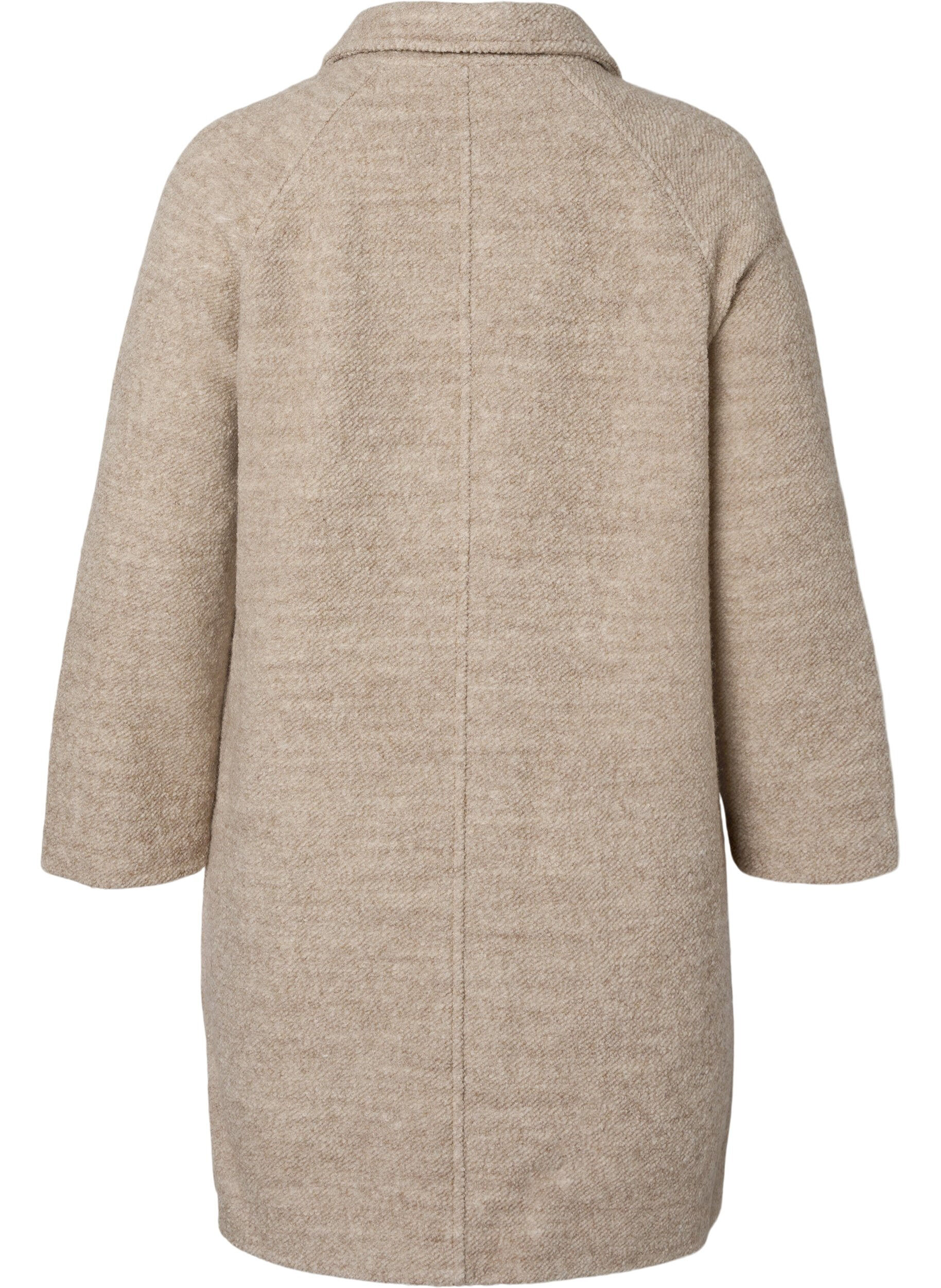 Zizzi Meleret boucl&eacute; frakke med knapper, Simply Taupe, Packshot image number 1