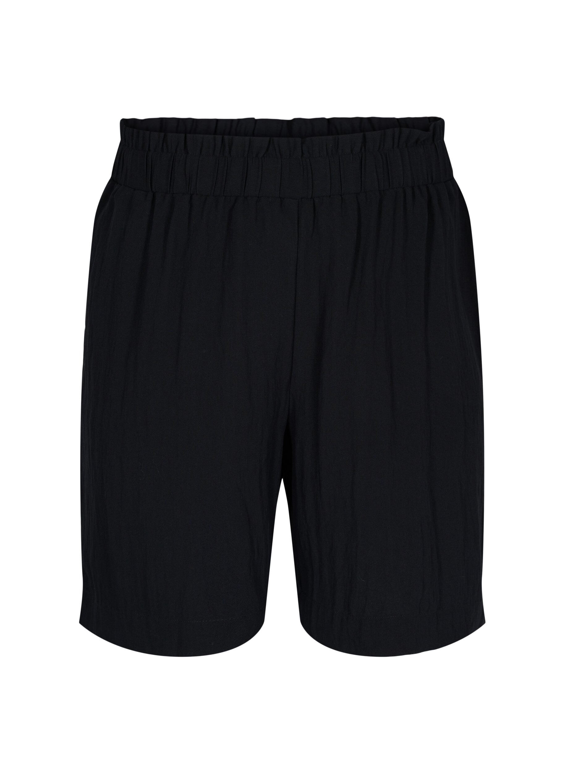 Zizzi L&oslash;se shorts i viskose, Black, Packshot image number 0