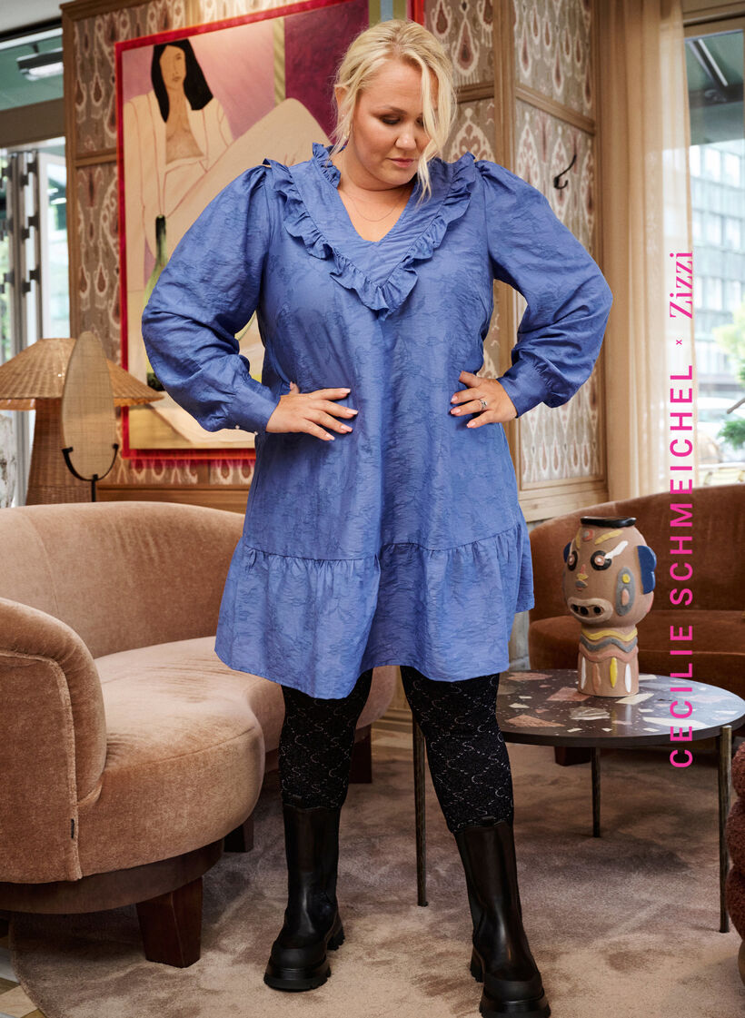 Seamless leggings med sølvfarvet mønster, Black, Image image number 0