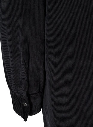 Langærmet skjortekjole i fløjl, Black, Packshot image number 3