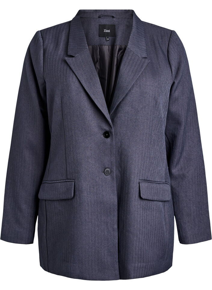 Klassisk blazer med lommer, Gr&aring;, Packshot image number 0