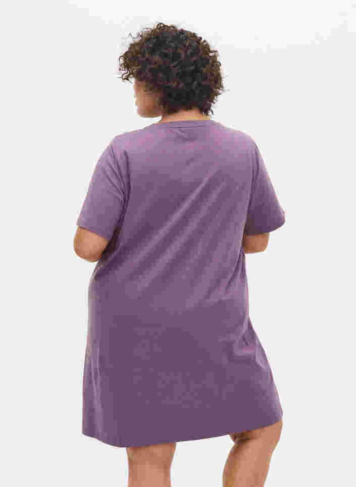 Meleret t-shirt natkjole med korte ærmer, Vintage Violet Mel., Model image number 1